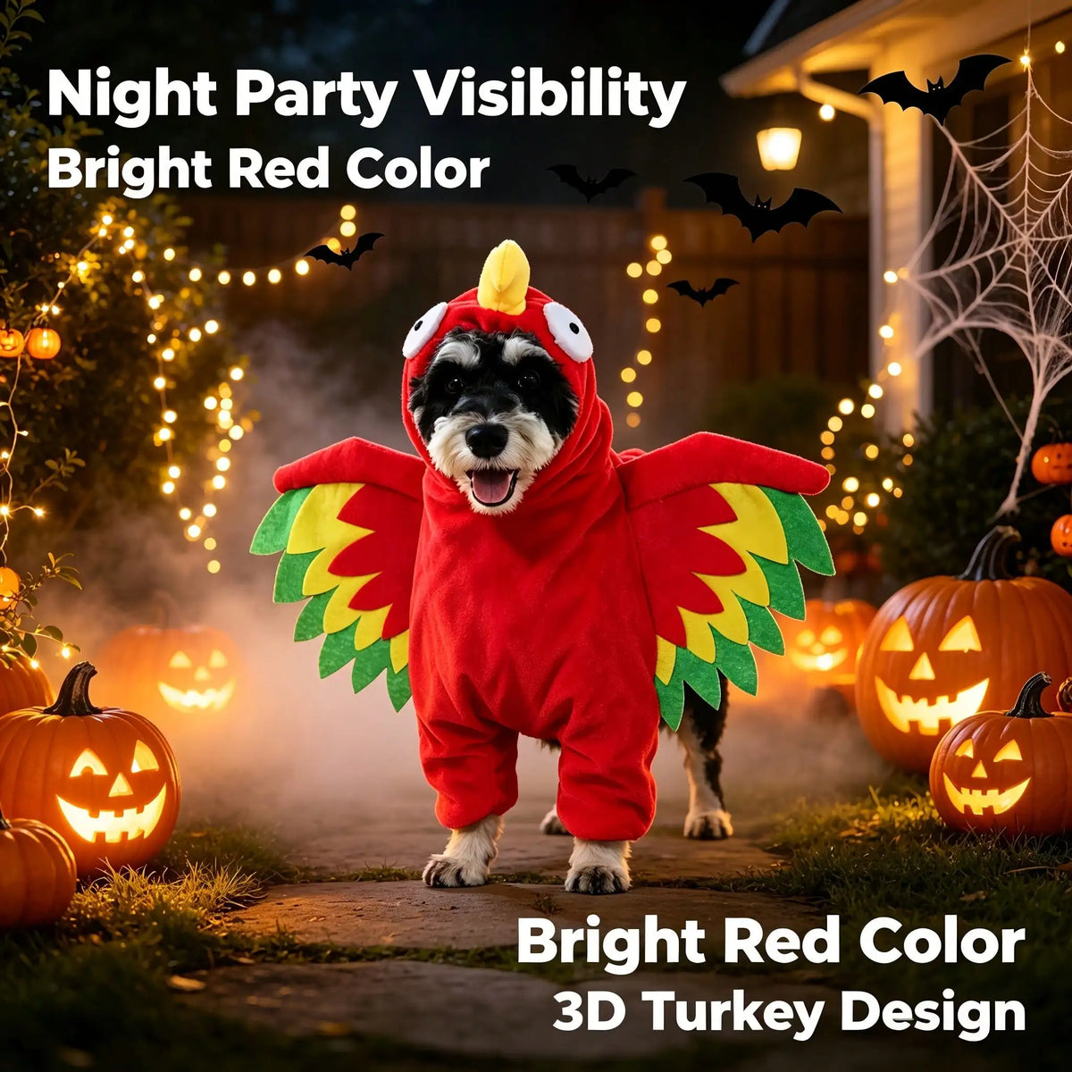 Halloween Turkey Standing Pet Costume With 3D Wings For Dogs