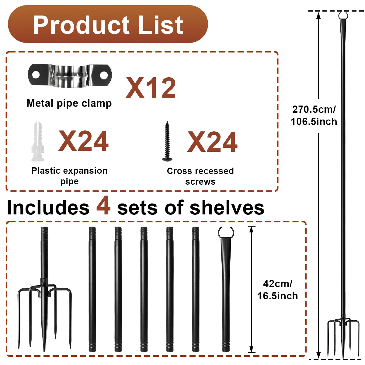 Aiopp Heavy Duty Metal Adjustable Outdoor String Light Poles