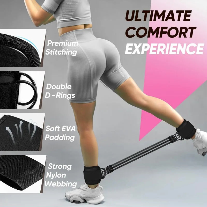Slip Resistant Ankle Resistance Bands for Leg and Glute Workouts