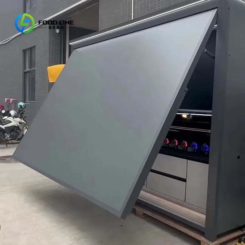 Stainless Steel Outdoor Kitchen BBQ Grill With Waterproof Storage Shed