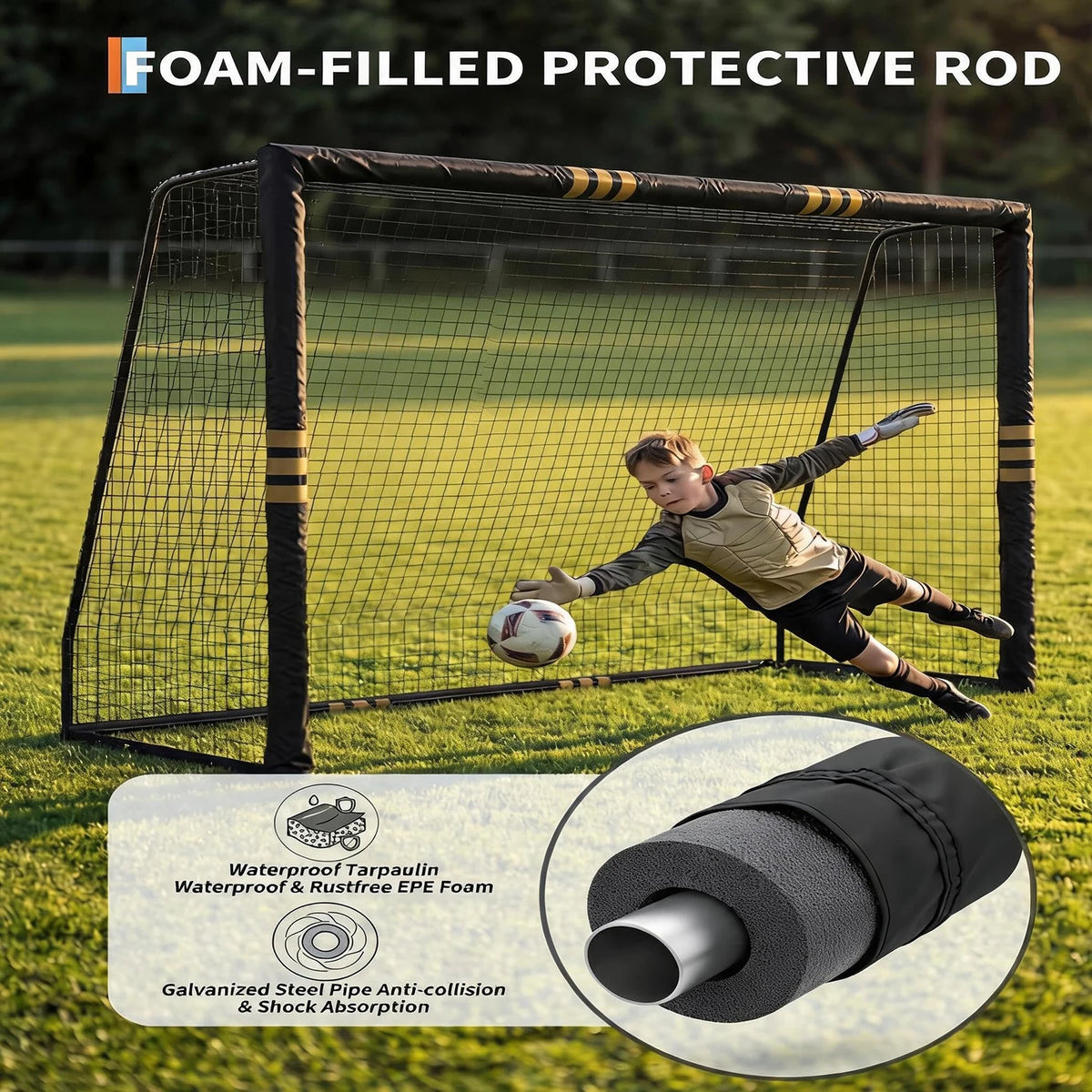 HiMiss Heavy Duty Portable Soccer Goal For Backyard Training