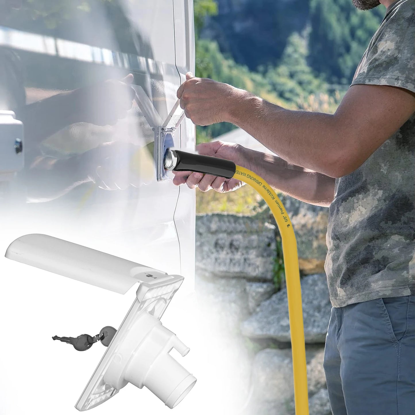 HWHongRV Abs RV Water Inlet With Cover Magnetic Bayonet Cap