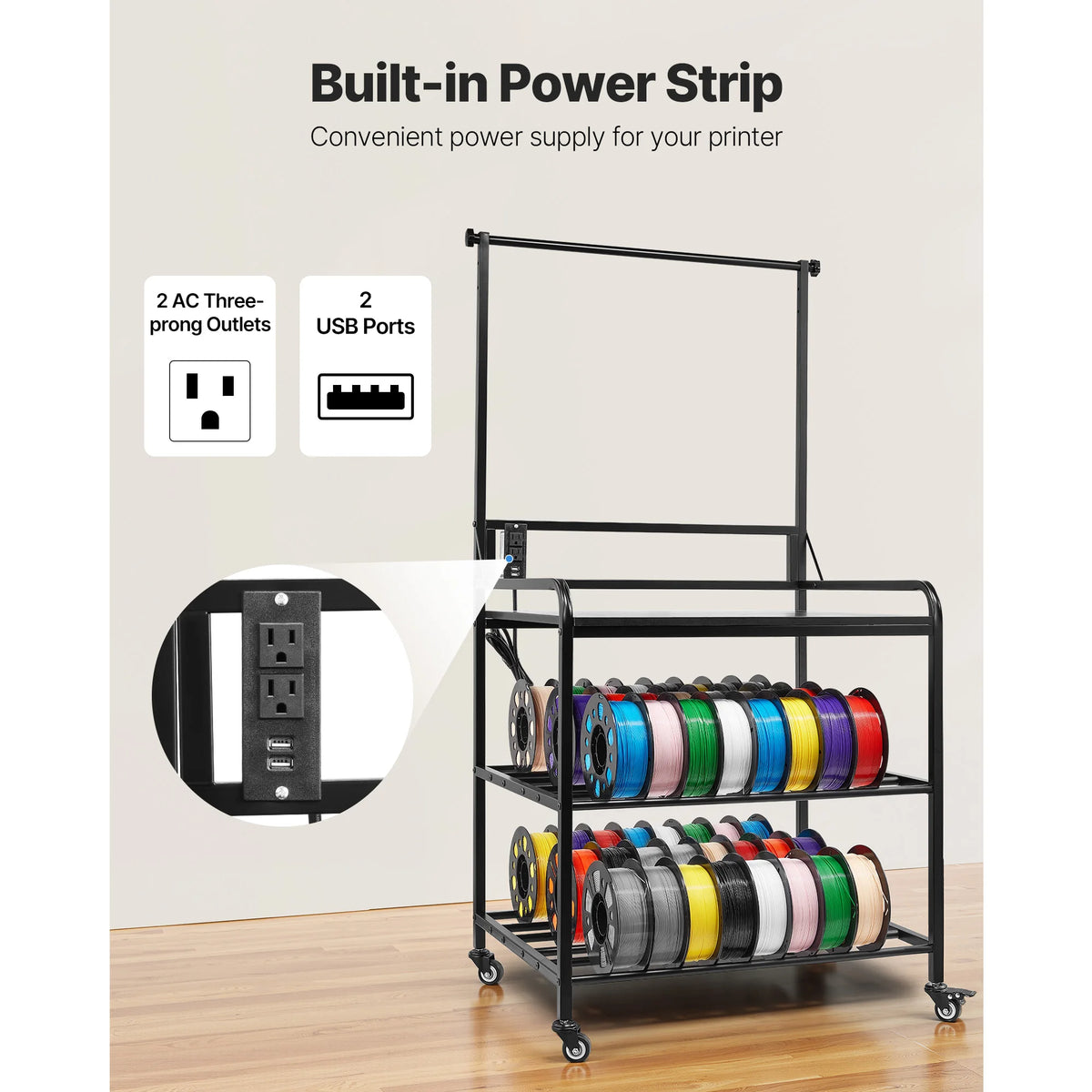SucceBuy 3 Tier 3D Printer Filament Storage Rack Organizer Stand