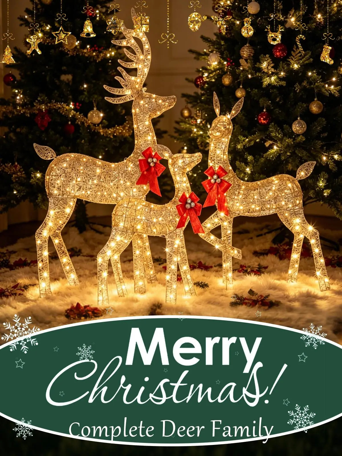 Lighted Christmas Deer Family Set Outdoor Decoration With LED Lights