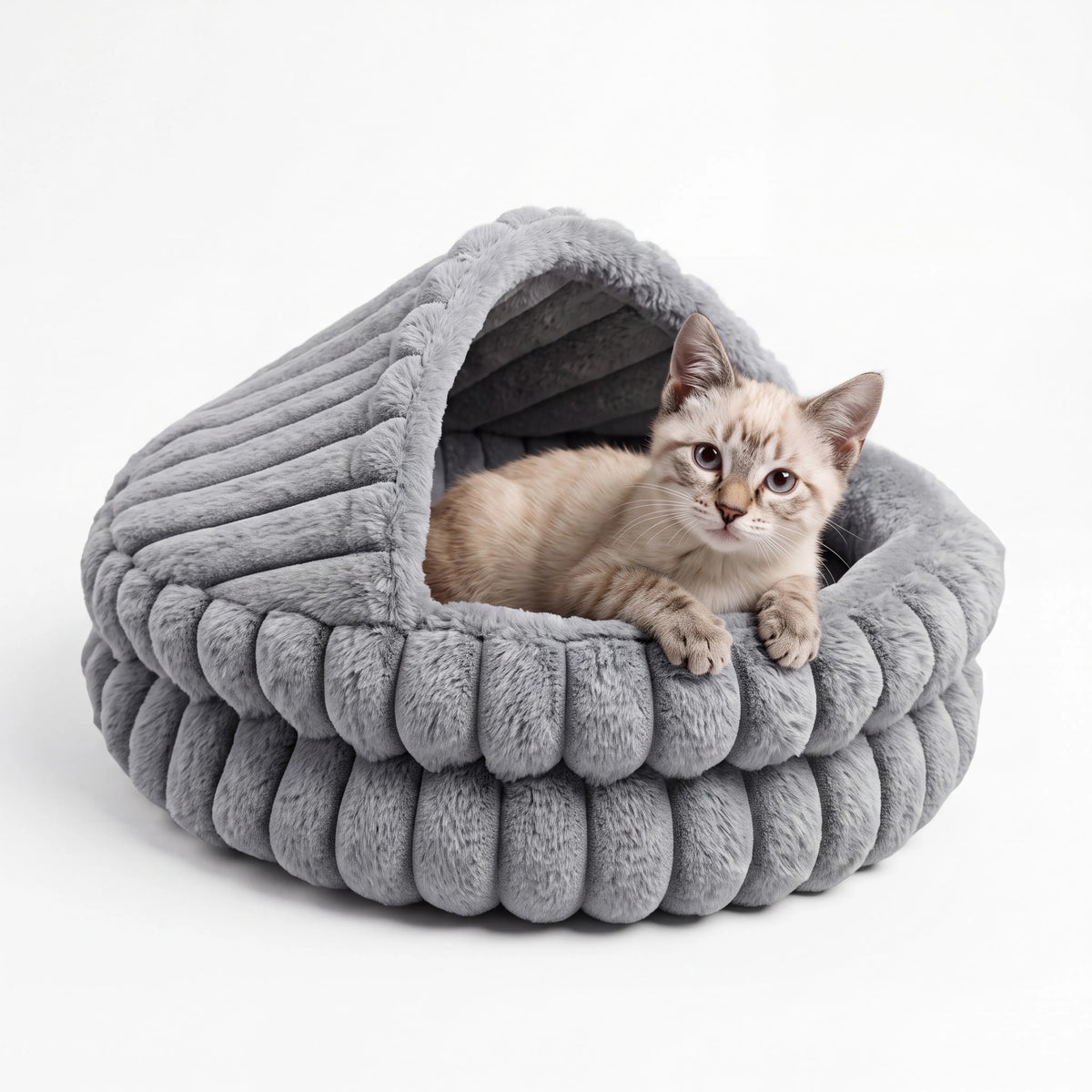 EliteZ Hooded Cat Cave Bed, Self Warming Enclosed Hideaway