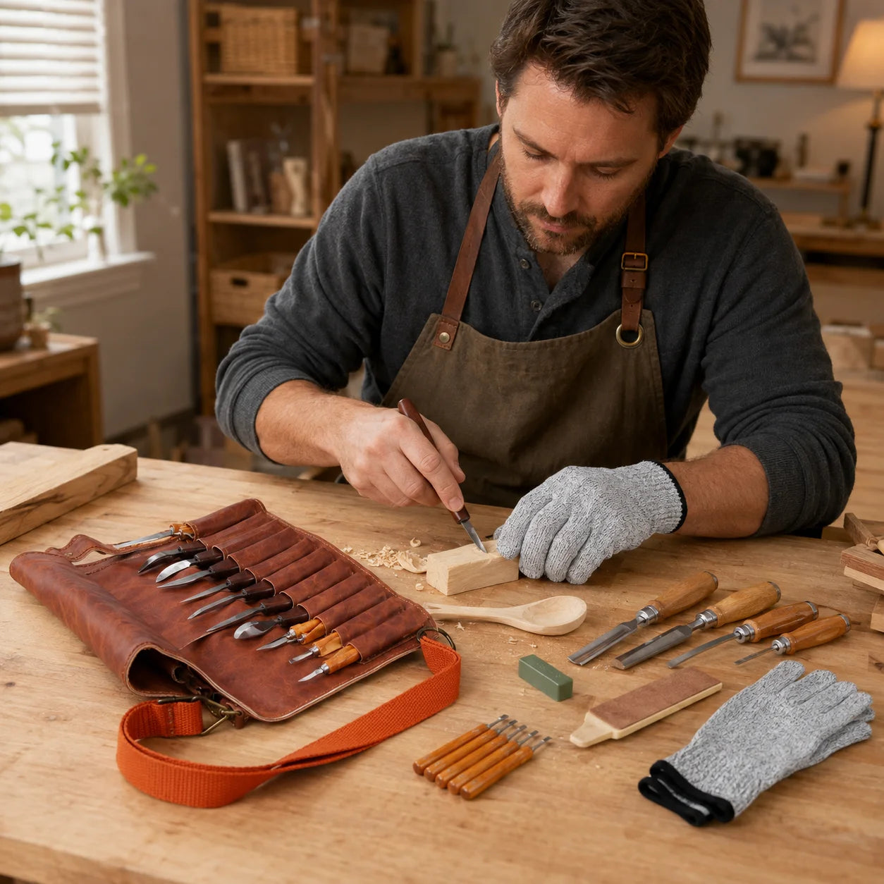 Woodworking Carving Tool Set With Detail Chisels And Knives