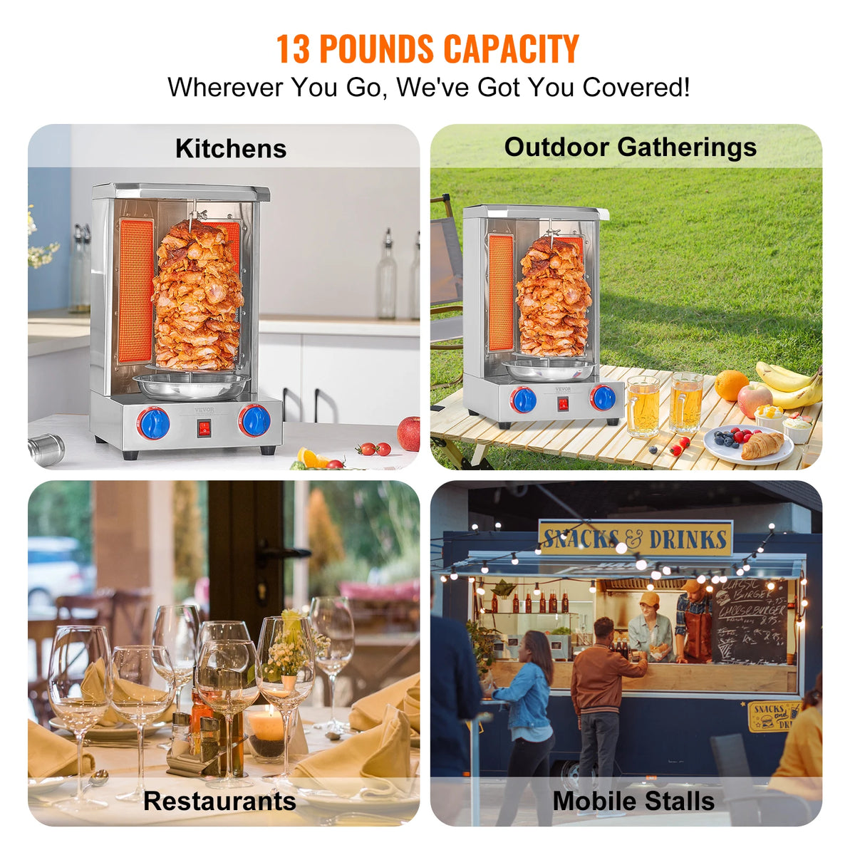 SucceBuy Gas Shawarma Grill Rotisserie for Gyro and Doner Kebab