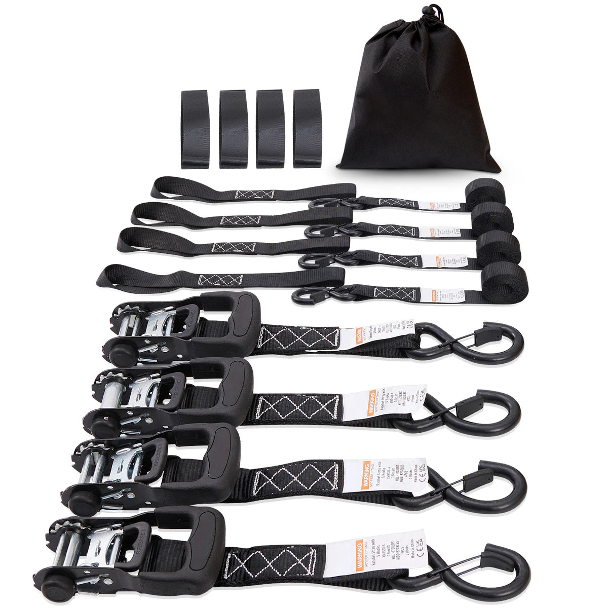 SucceBuy Trailer Ratchet Tie Down Straps For Secure Cargo