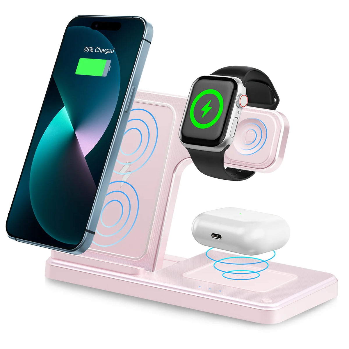 Triple Foldable Magnetic Wireless Charging Station for iPhone Watch AirPods