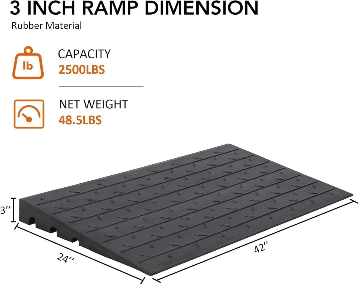 Tacleekii Rubber Curb Ramp With Cord Channels for Wheelchair Access