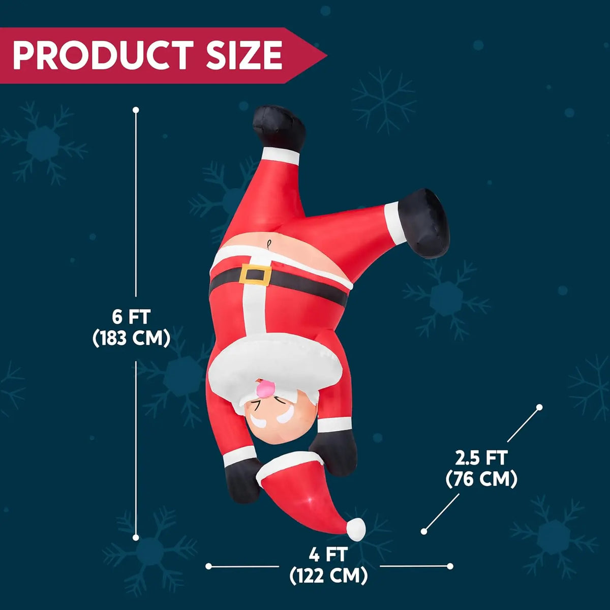 Joyfy Hanging Upside Down Santa Inflatable With LED Lights