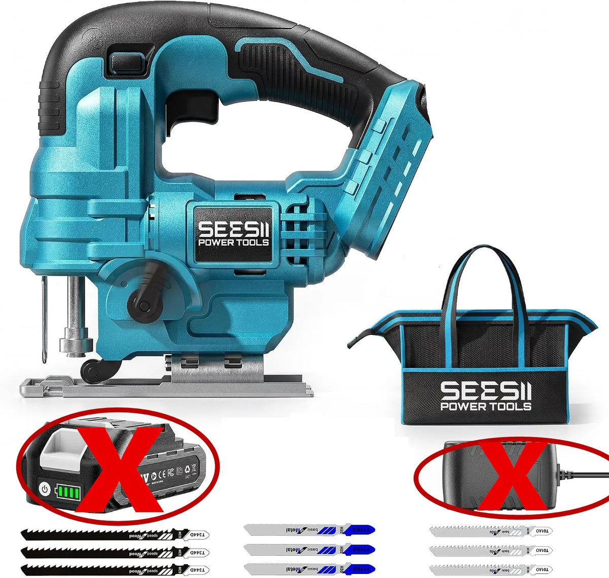 Seesii Cordless Jigsaw Tool Rechargeable Multifunction Wood Cutter