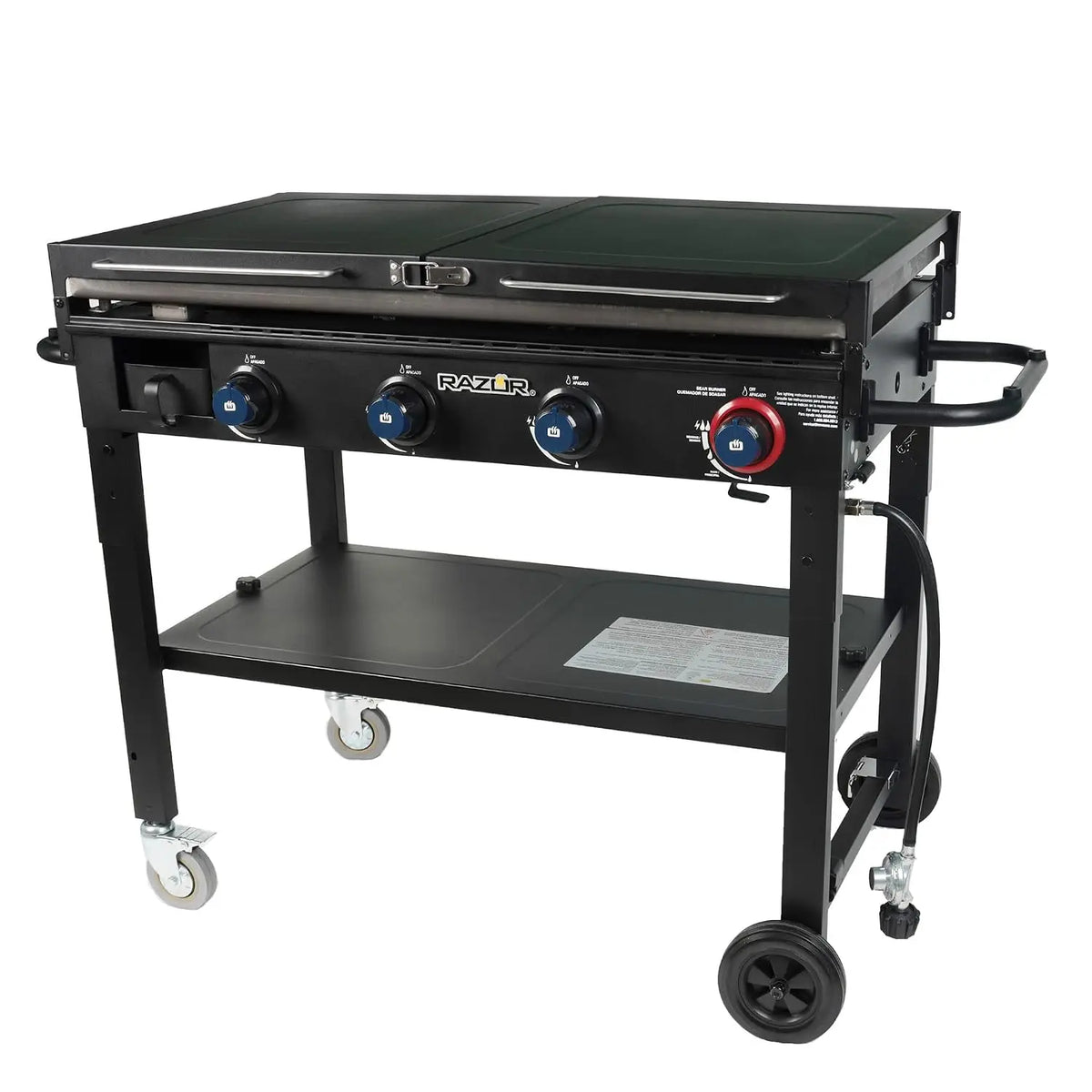 Portable Outdoor Propane Flat Top Griddle With Foldable Prep Shelves
