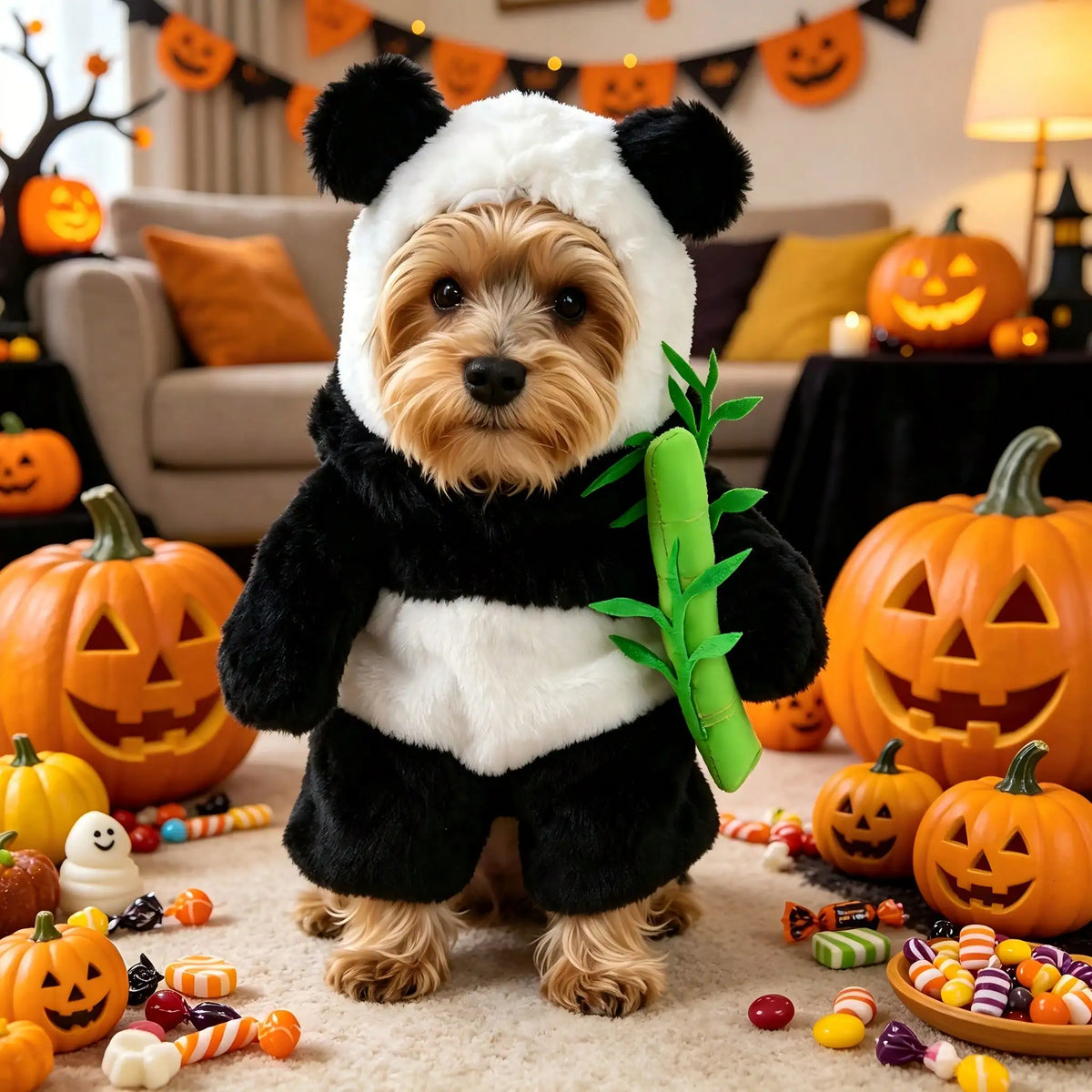 Halloween Cute Dog Panda Transformation Costume With Head Mask