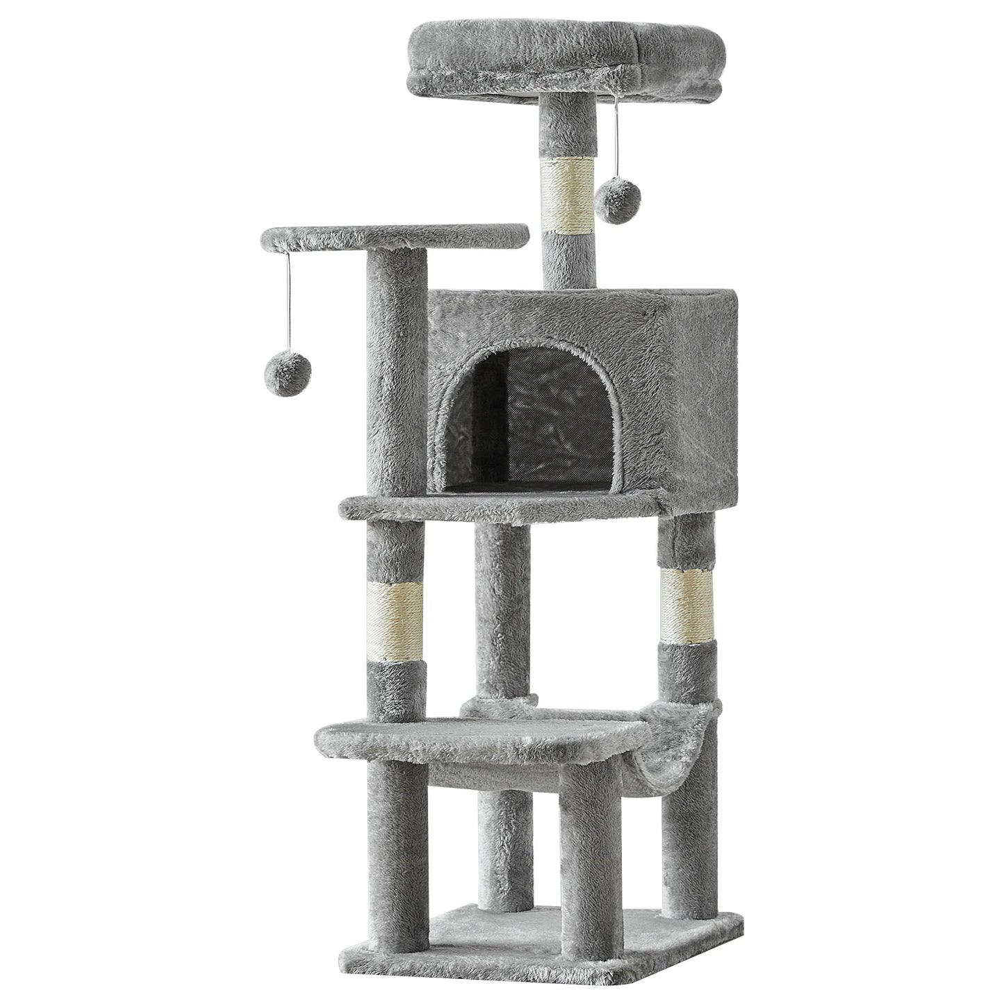 JHK Four Tier Cat Tree Featuring Sisal Posts And Hammock