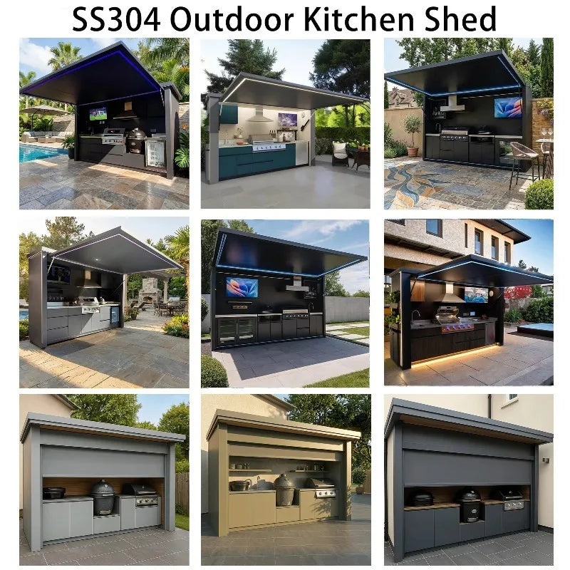 Durable 304 Stainless Steel Outdoor BBQ Kitchen Shed Set