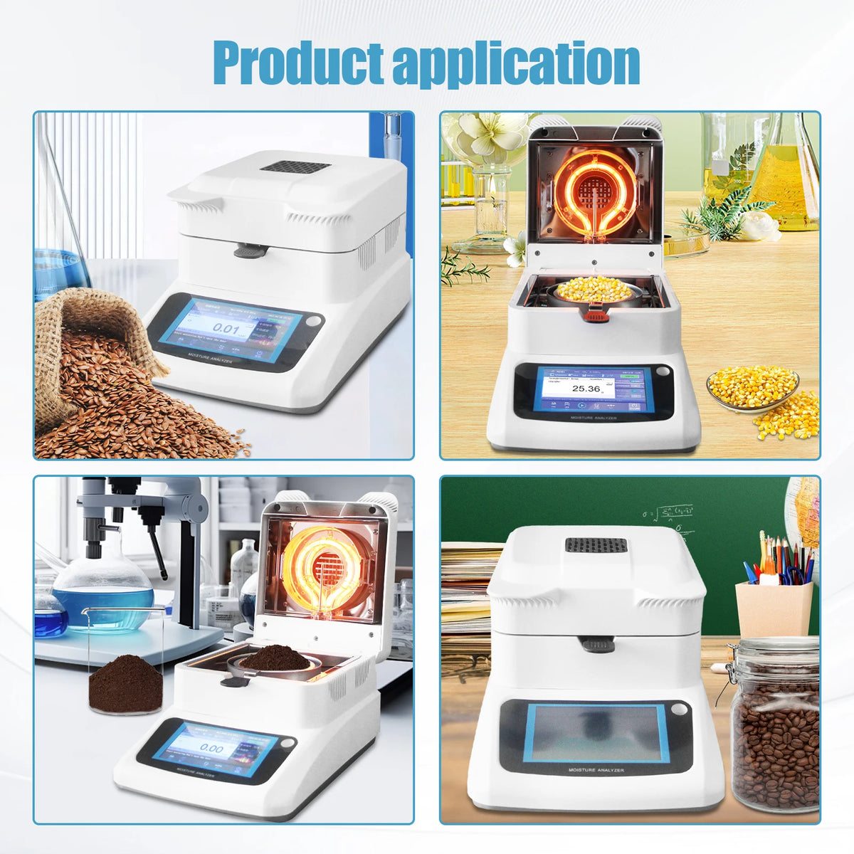 Moisture Analyzer, 0.001g Accuracy Grain Moisture Meter, 120g Capacity Lab Moisture Analyzer Meter with RS232 Interface for Rapid Moisture Test