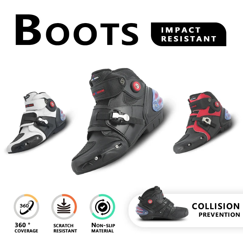 Mens Breathable Leather Motorcycle Shoes Casual Ankle Boots
