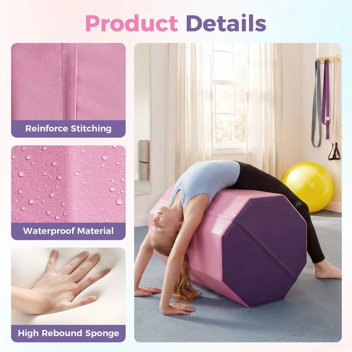 Octagon Backbend Somersault Trainer Mat for Gymnastics and Cheerleading