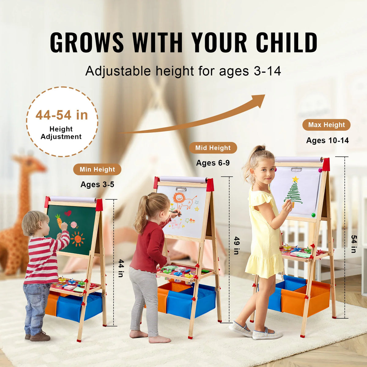 SucceBuy Children Magnetic Drawing Board WordPad Baby Color Graffiti Standing Art Easel Educational Drawing Toys for Kids Girl