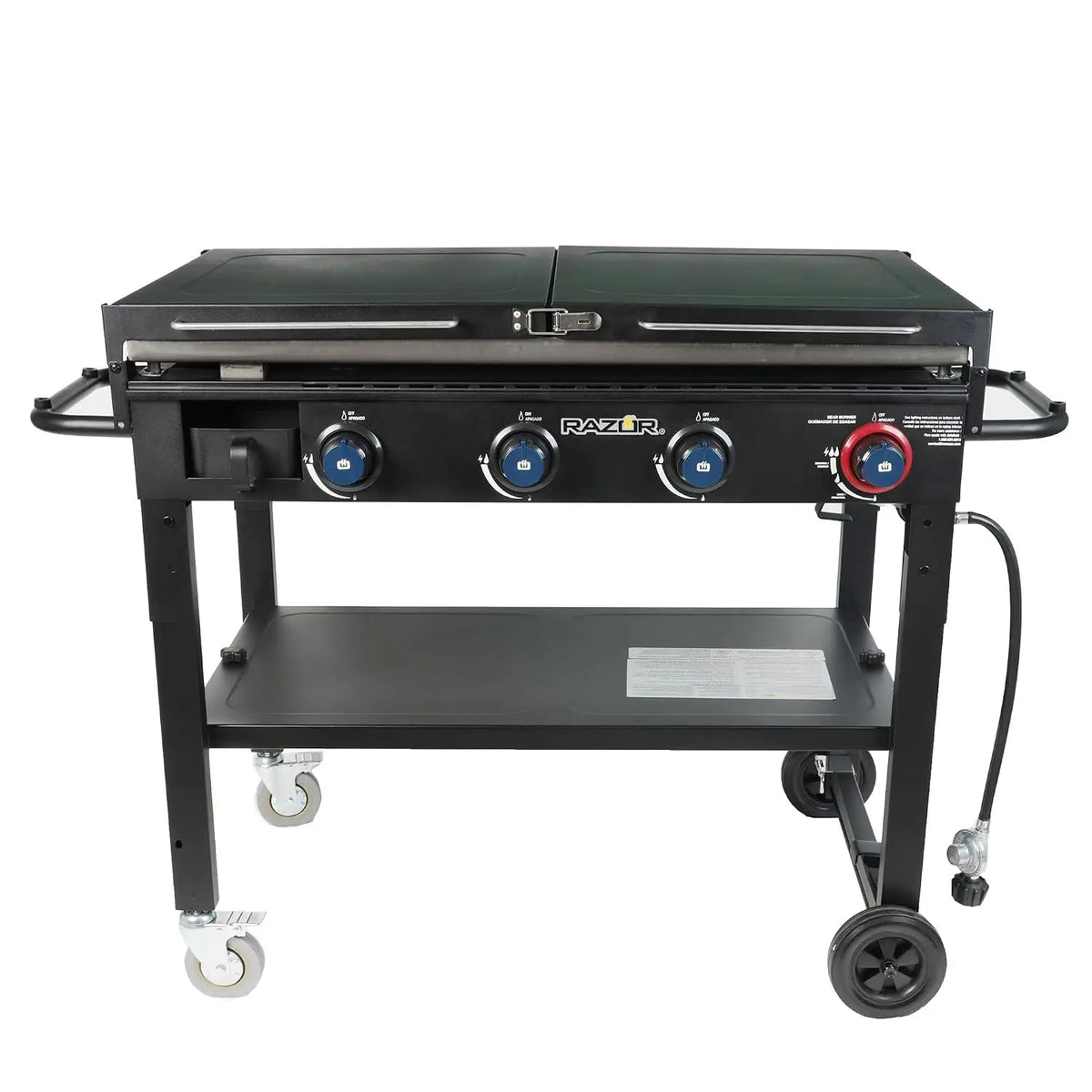 Portable Outdoor Propane Flat Top Griddle With Foldable Prep Shelves