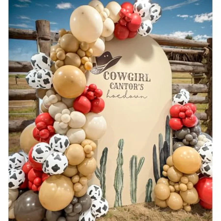 Cow Print Balloon Arch Kit for Western Farm Birthday Decor