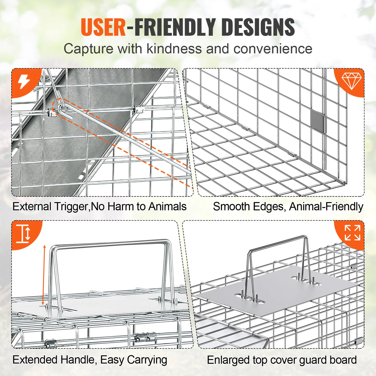 SucceBuy Humane Live Animal Cage Trap Galvanized Iron Folding