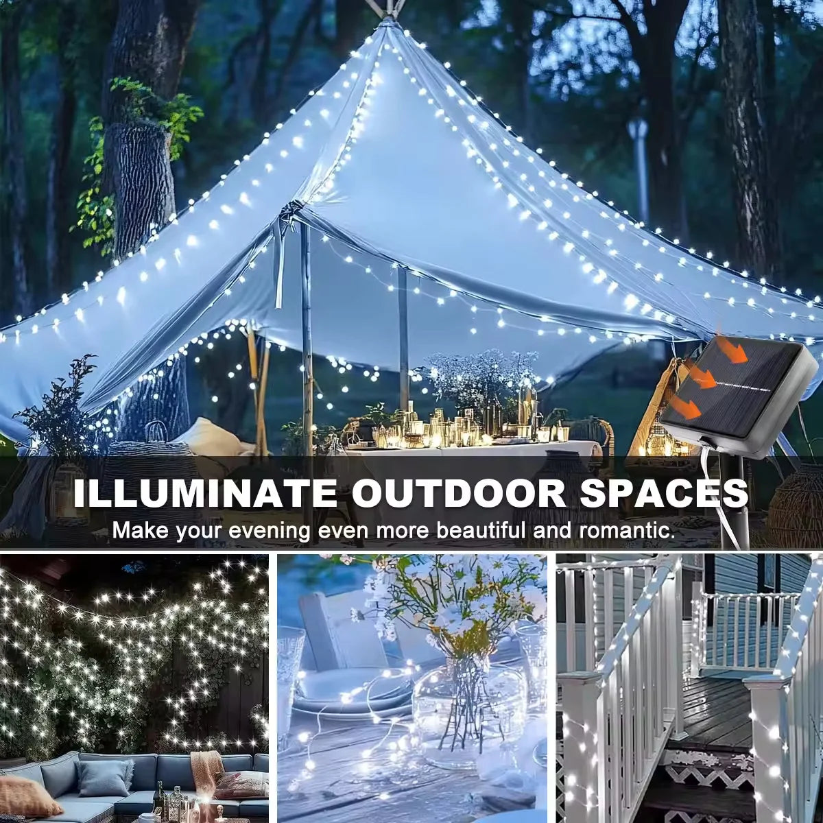 Solar LED Fairy Lights With 8 Modes Waterproof Outdoor Decor