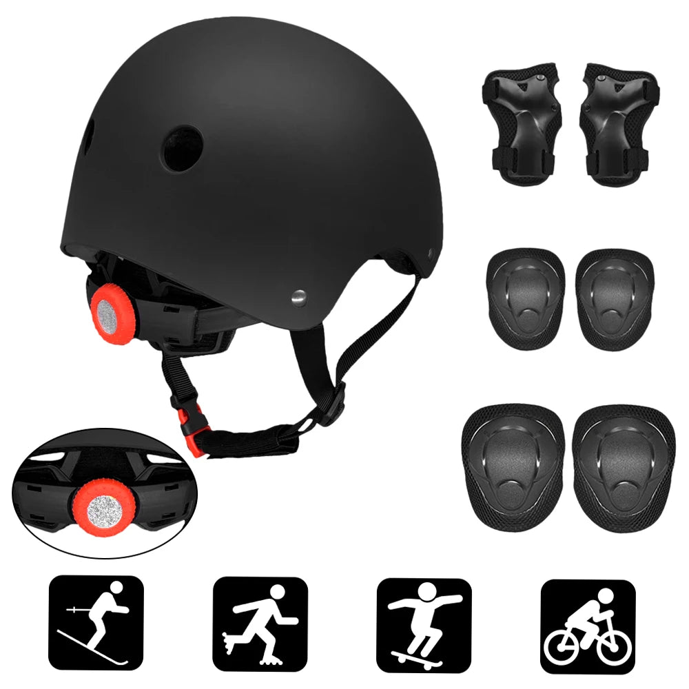 Kids Adjustable Skateboard Protective Gear Set With Helmet
