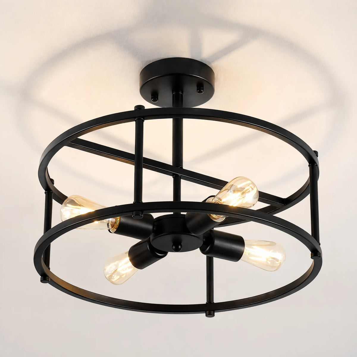 ARLGSTE Four Light Farmhouse Industrial Semi Flush Mount Ceiling Light