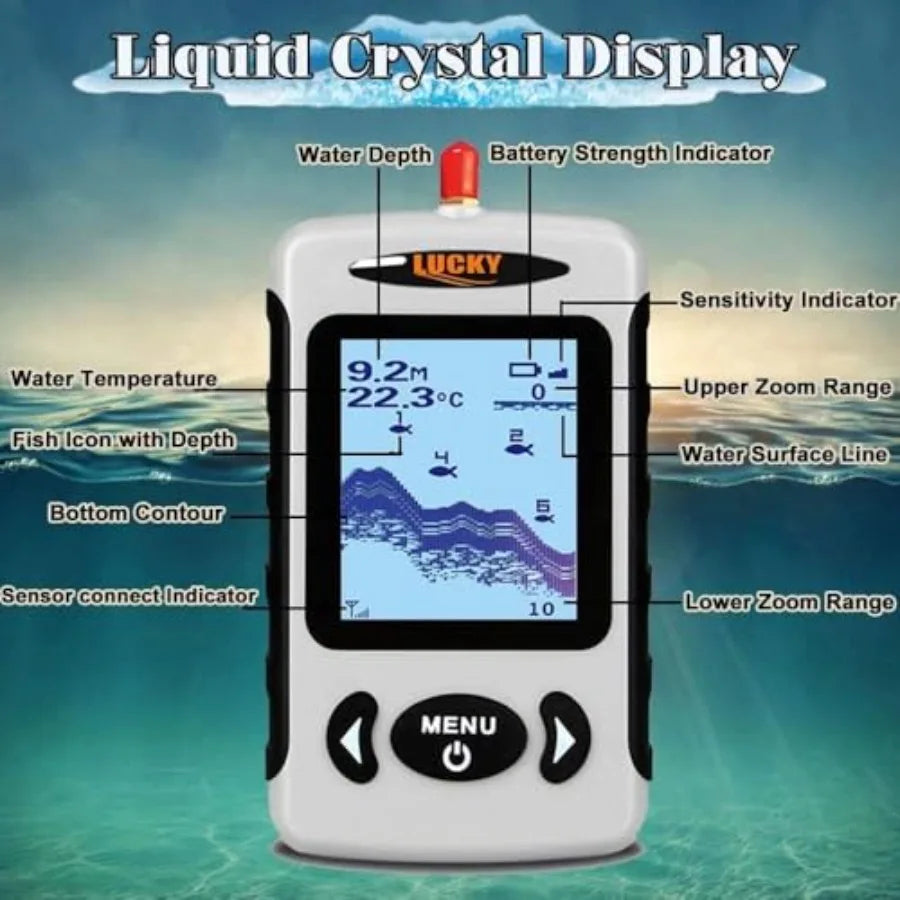 Wireless Handheld Fish Finder With LCD Depth Display For Boats