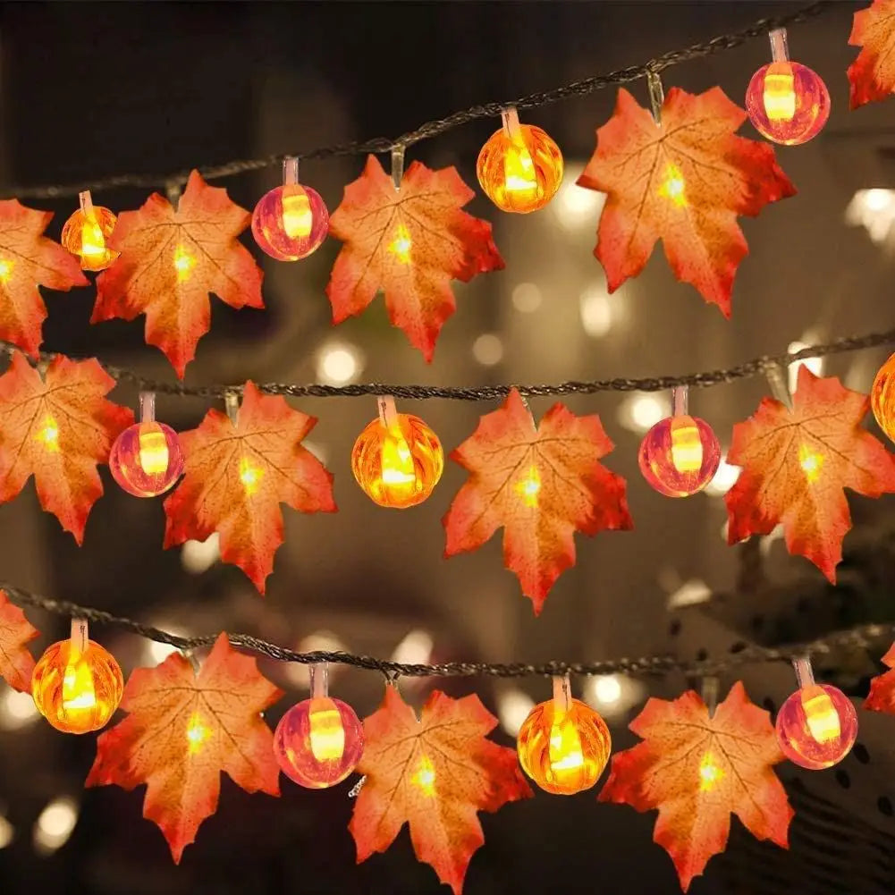 Fall Pumpkin String Light Garland Autumn Halloween Decor