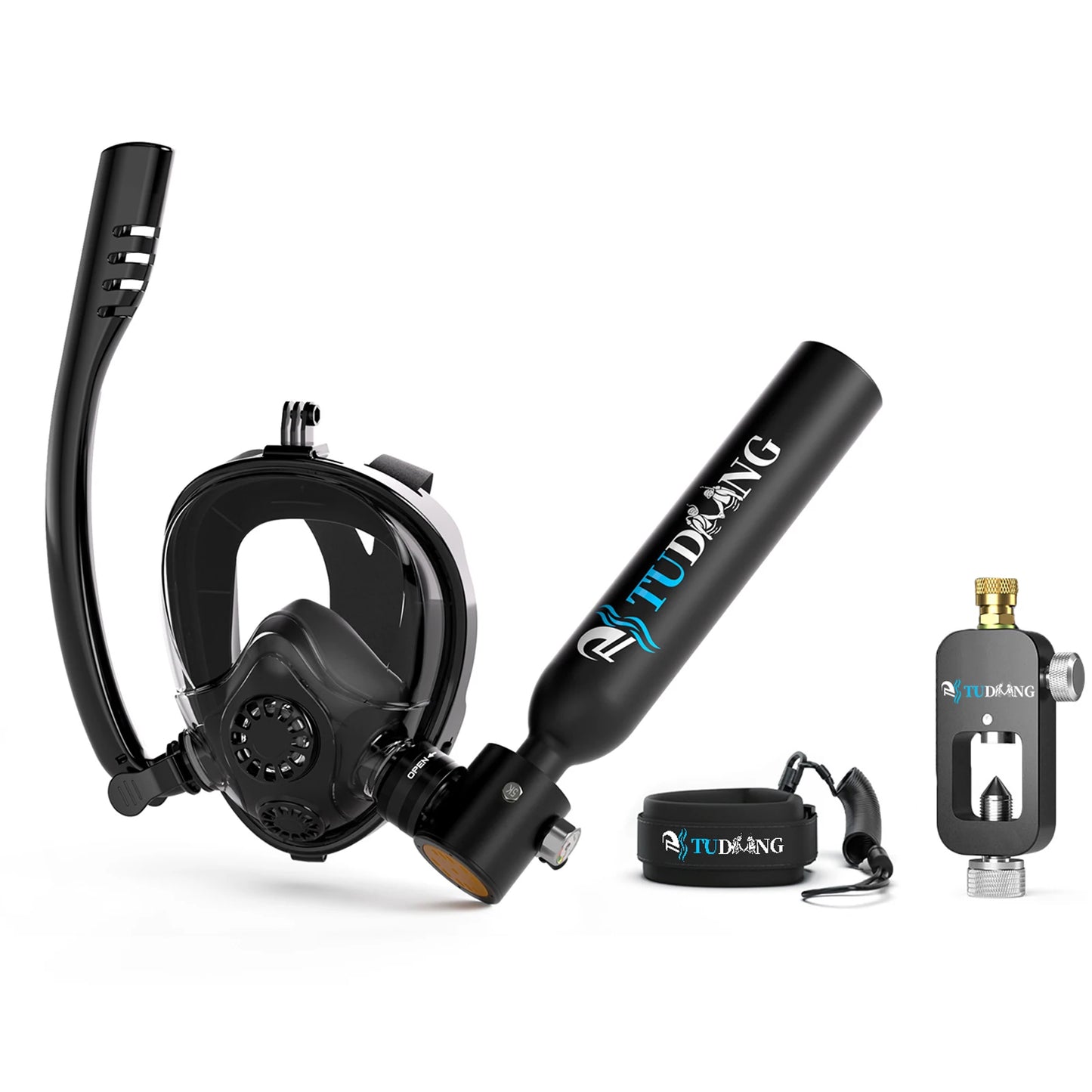 TUDIVING-0.5L Mini Scuba Diving Tank,Lung Tank with Diving Mask,Portable Scuba Tank with Pump for Underwater Breathing Training