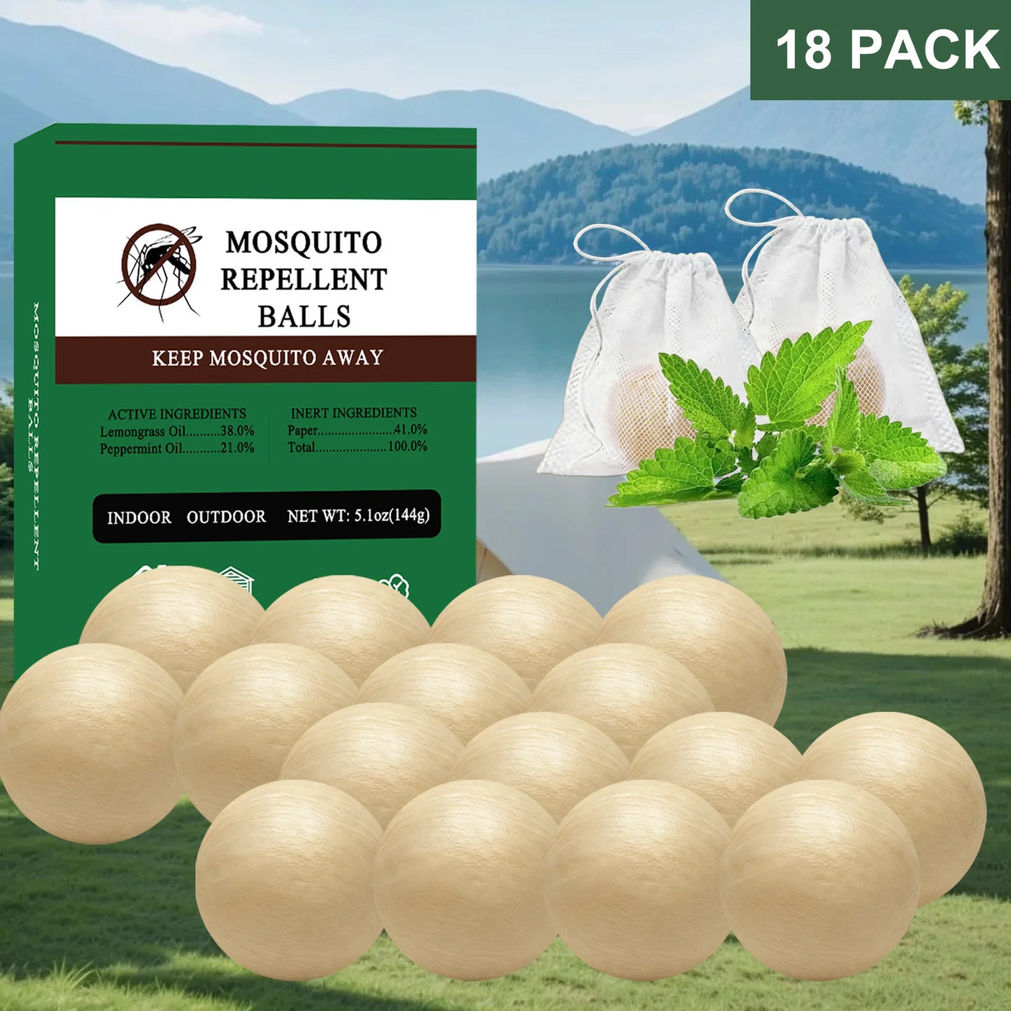 Natural Mosquito Repellent Balls Providing Indoor Outdoor Protection