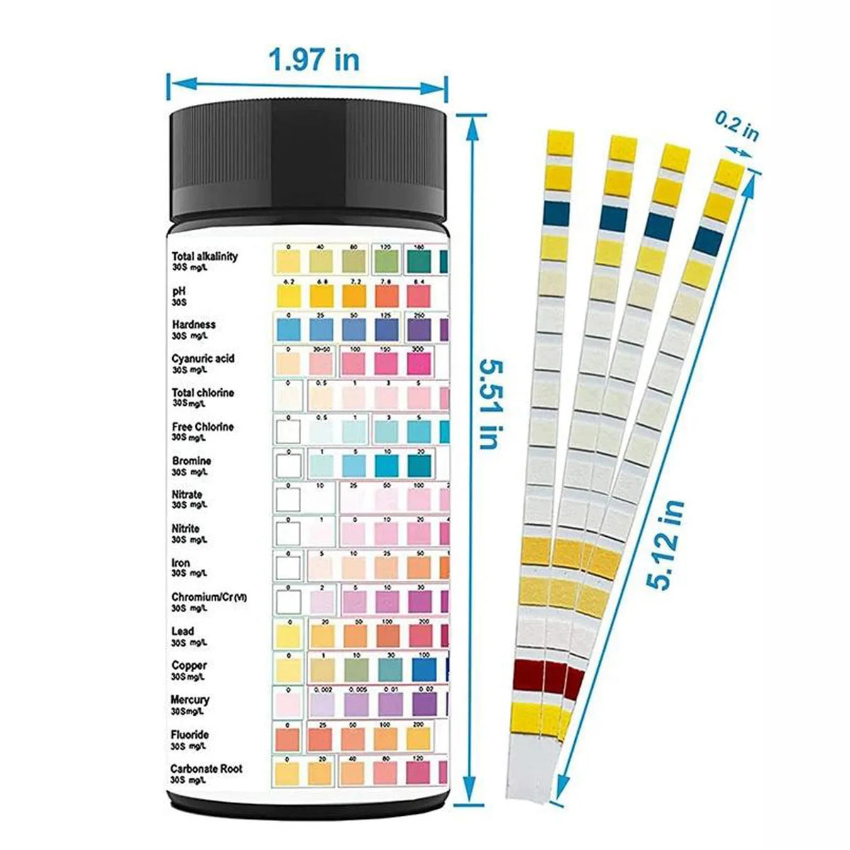 16-in-1 Water Test Kit Strips, 100 Count Drinking Water Quality Test Strips for Home, Tap, Well, Pool, Aquarium & RV Water Testing, Tests pH, Hardness, Chlorine, Lead, Iron, Copper & More