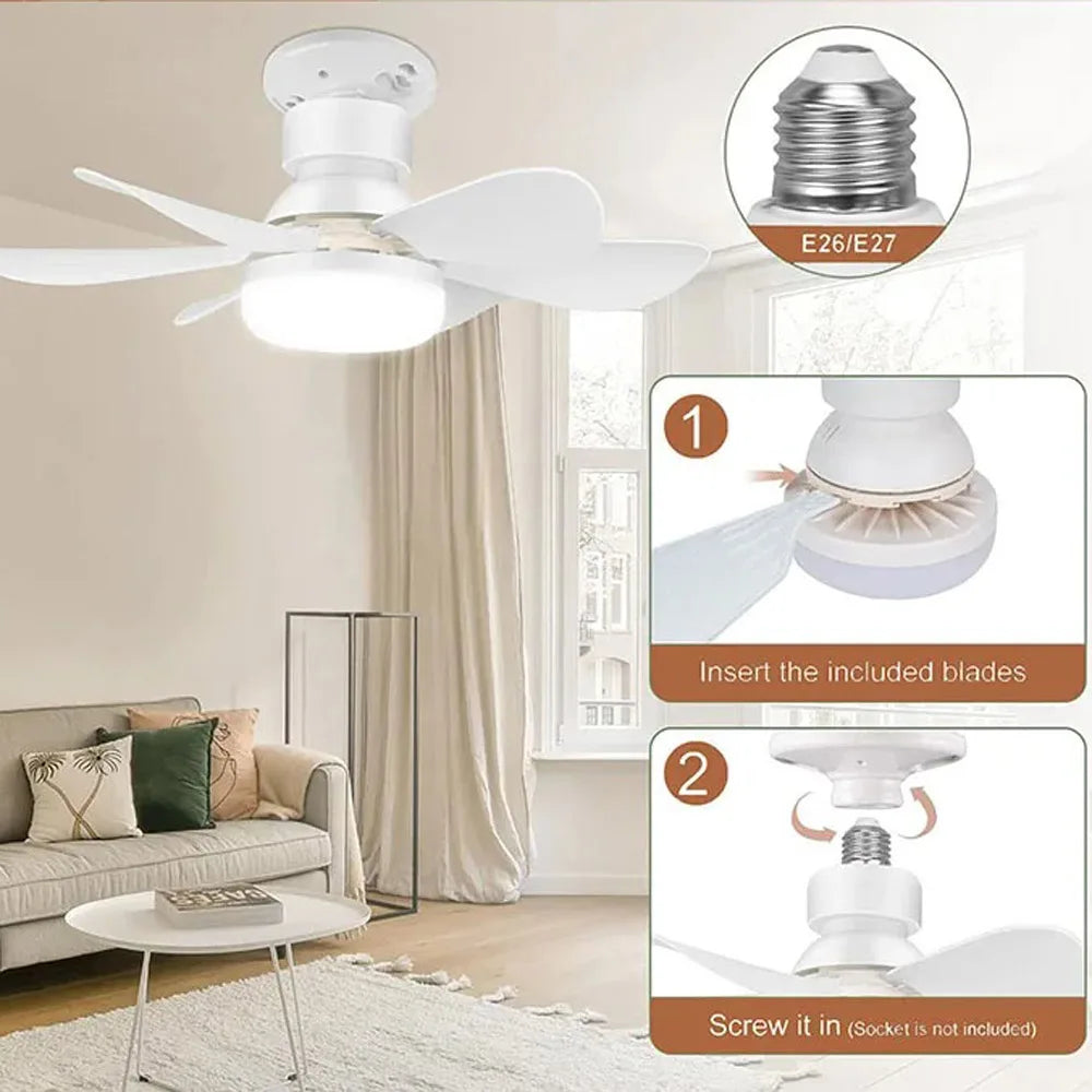 Ceiling Socket Fan Light With Remote And 40W Dimmable LED