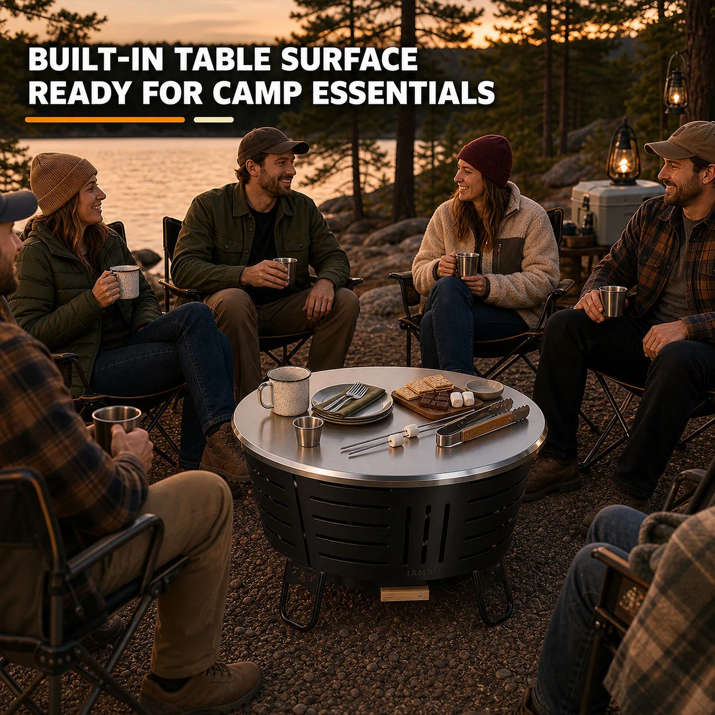 26 inch Smokeless Fire Pit - Triple Burn Technology, with Support Legs, Ash Pan & Tools for Backyard, Patio, Garden