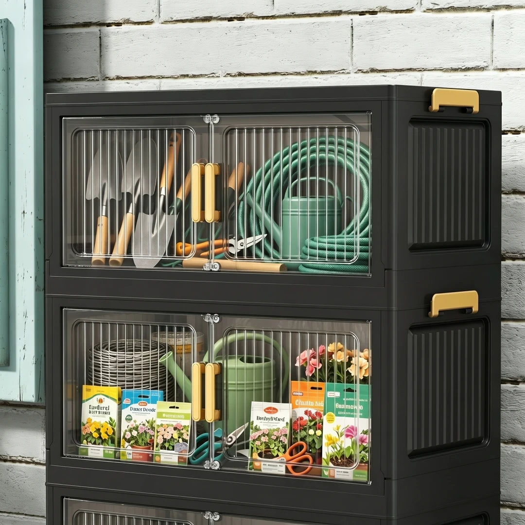 Waterproof Foldable Outdoor Storage Cabinet For Garden Tools With Locks