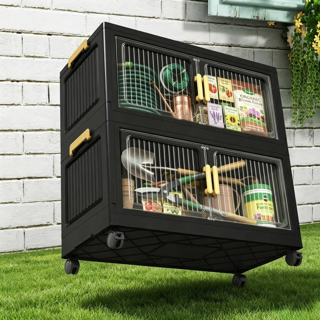 Waterproof Foldable Outdoor Storage Cabinet For Garden Tools With Locks