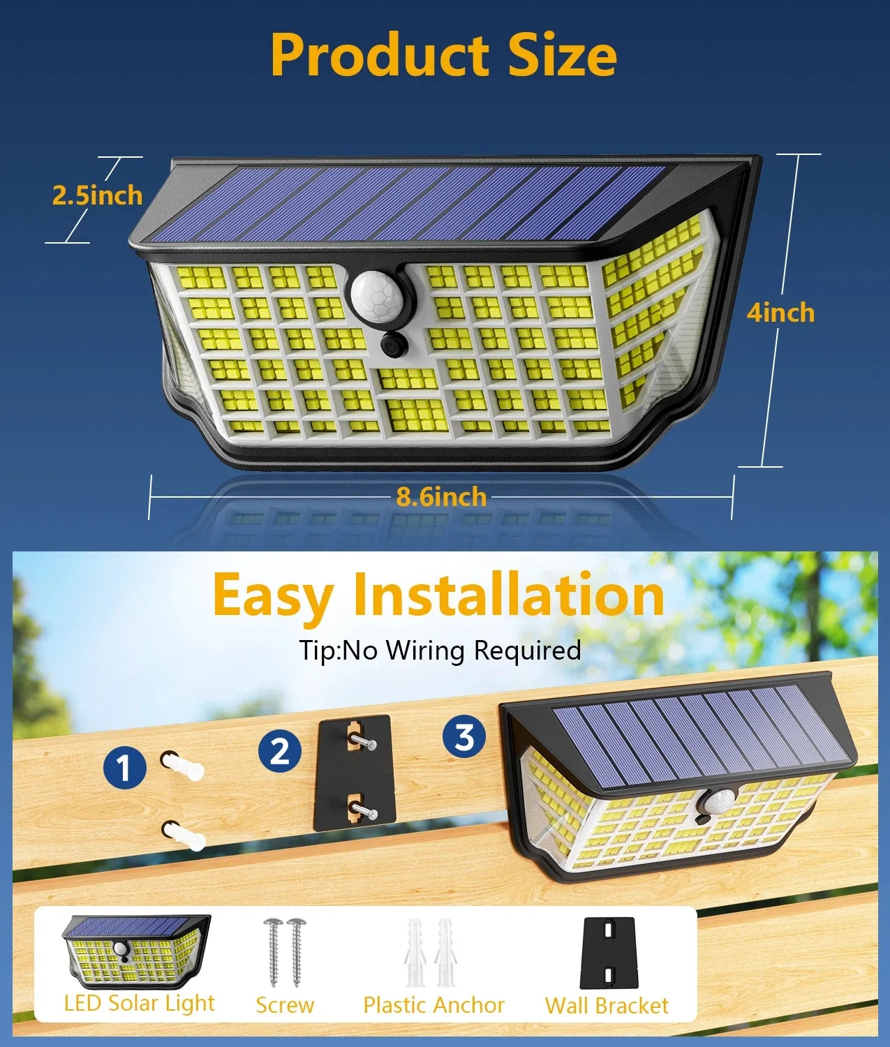 KPSTEK 326 LED Solar Motion Sensor Security Flood Lights