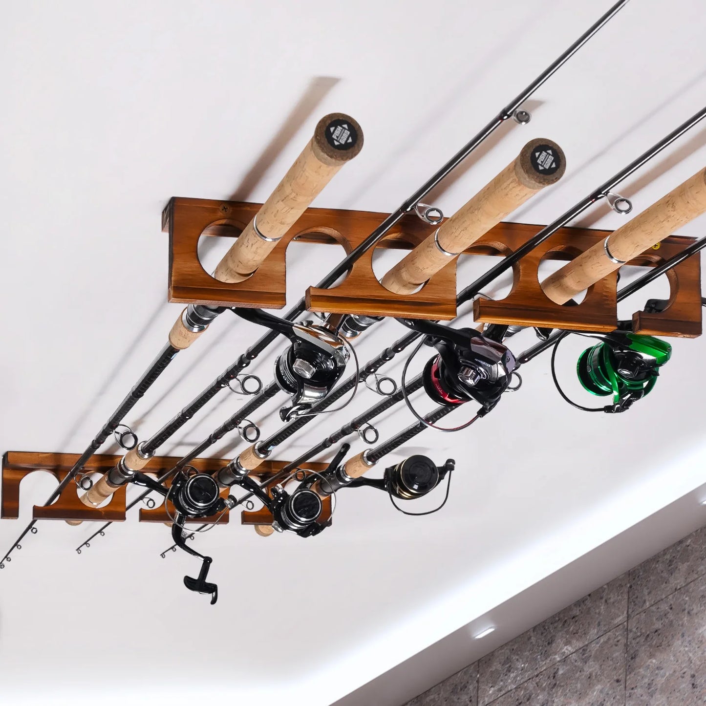 Ghosthorn Wall Ceiling Mounted Fishing Rod Rack Storage Organizer