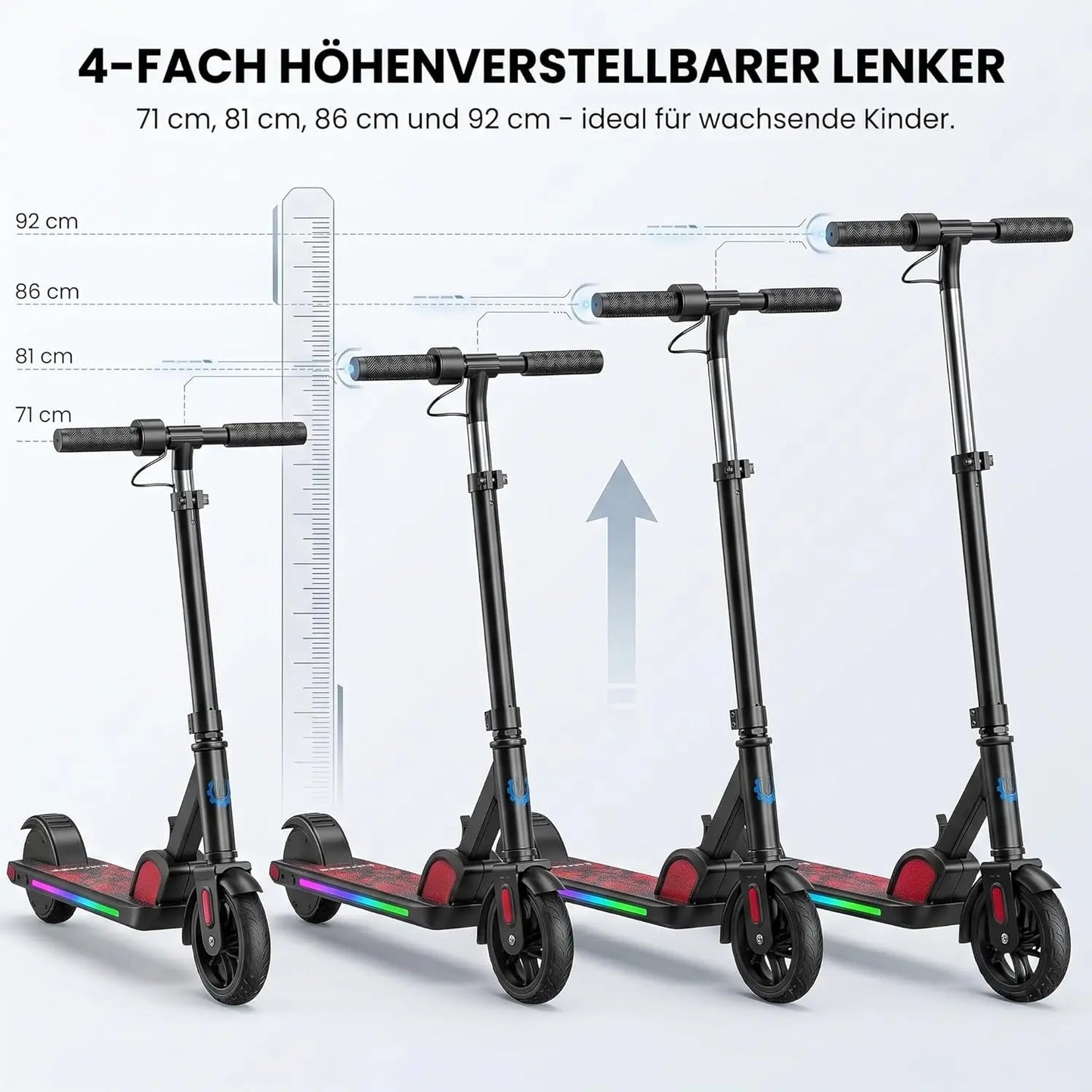 CAROMA Kids Electric Scooter Foldable 150W Motor With Safety Lights