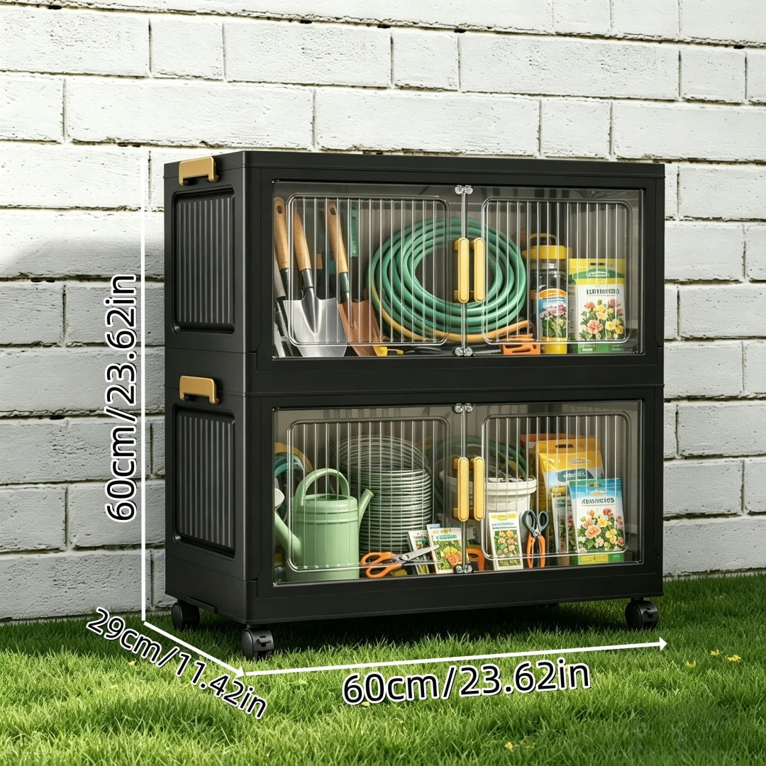 Waterproof Foldable Outdoor Storage Cabinet For Garden Tools With Locks