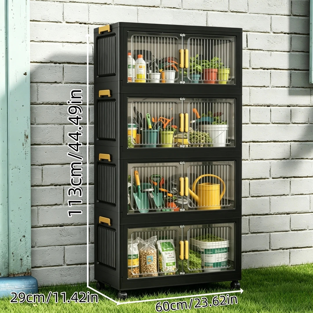 Waterproof Foldable Outdoor Storage Cabinet For Garden Tools With Locks