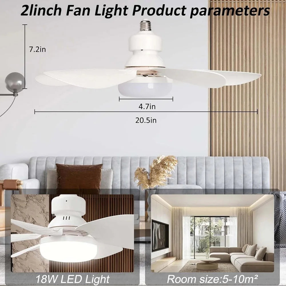 Ceiling Socket Fan Light With Remote And 40W Dimmable LED