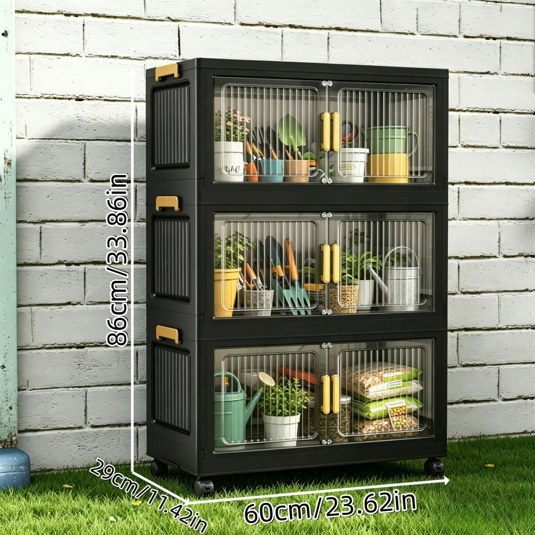 Waterproof Foldable Outdoor Storage Cabinet For Garden Tools With Locks