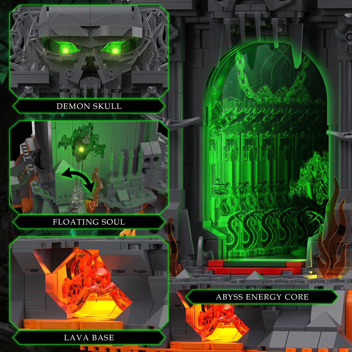 JMBricklayer Dark Portal LED Building Blocks Skull Gate Gothic Display