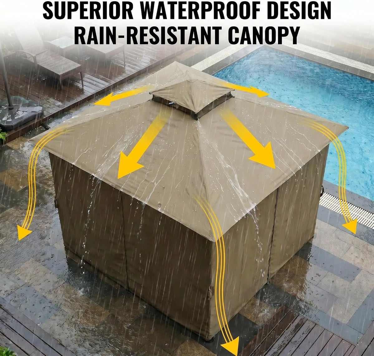 10×10 Gazebo with Cold-Proof Curtains ,Heavy Duty Gazebo Double Roof with Metal Frame,Tents for Patio, Deck,Backyard