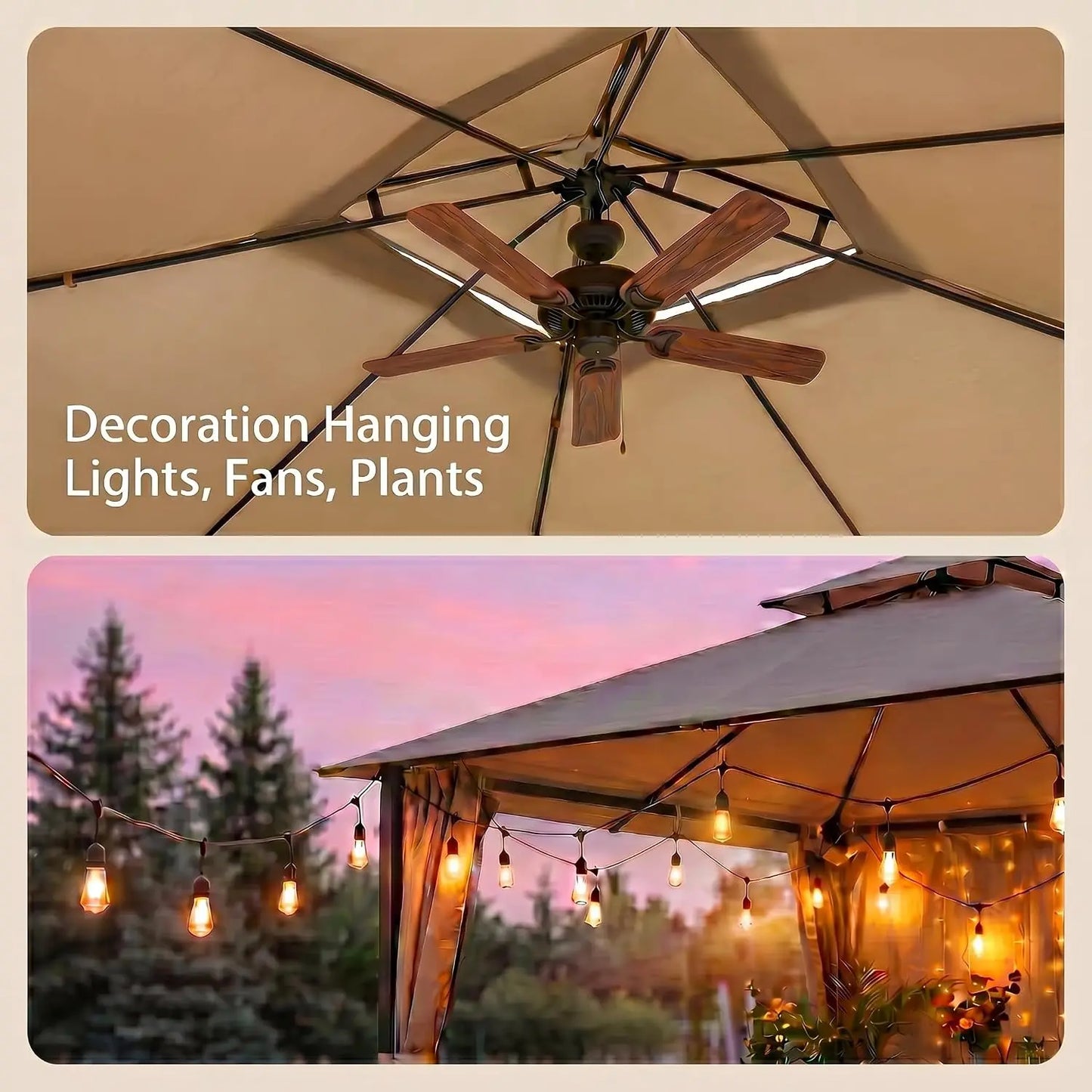 10×10 Gazebo with Cold-Proof Curtains ,Heavy Duty Gazebo Double Roof with Metal Frame,Tents for Patio, Deck,Backyard