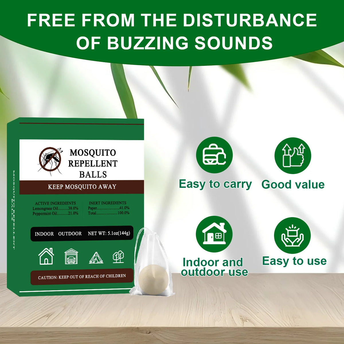 Natural Mosquito Repellent Balls Providing Indoor Outdoor Protection